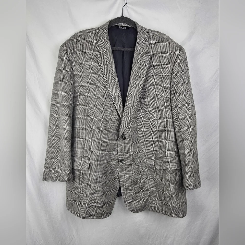 Jos. A. Bank Traveler's Collection Silk Wool Windowpane Gray Sport Coat sz 52R